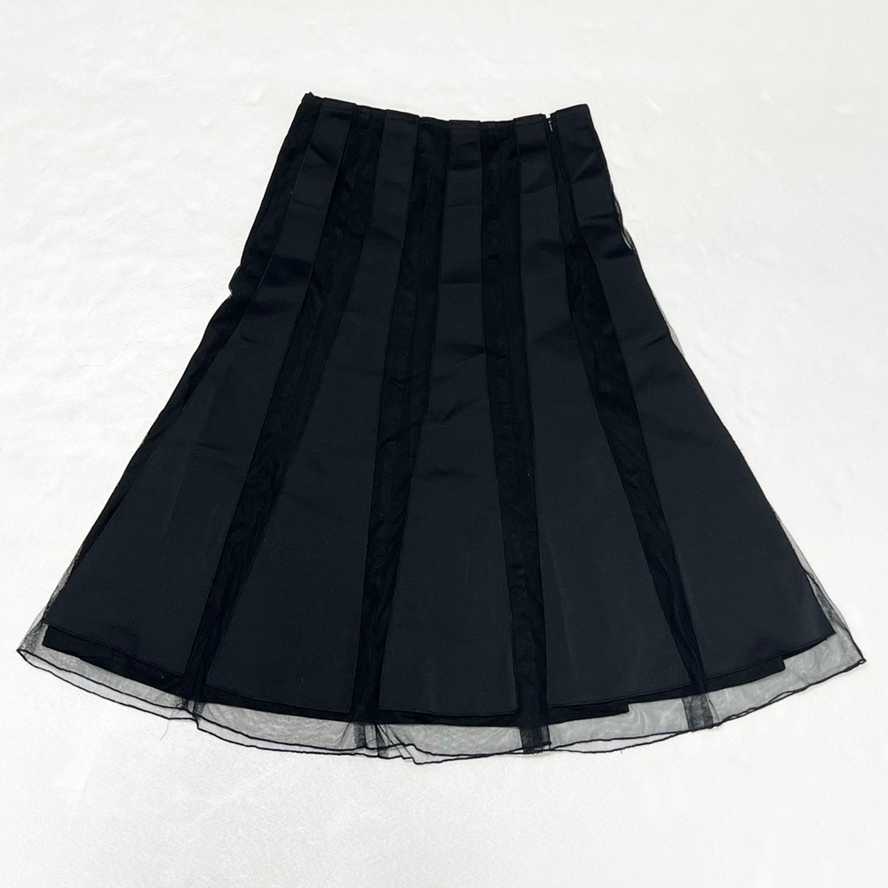 Paneled Mesh Black Maxi Skirt